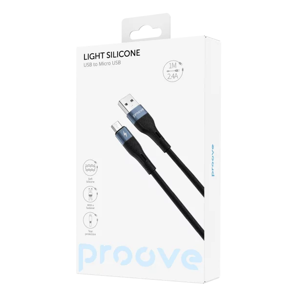 Cable Proove Light Silicone Micro USB 2.4A (1m) - foto 1